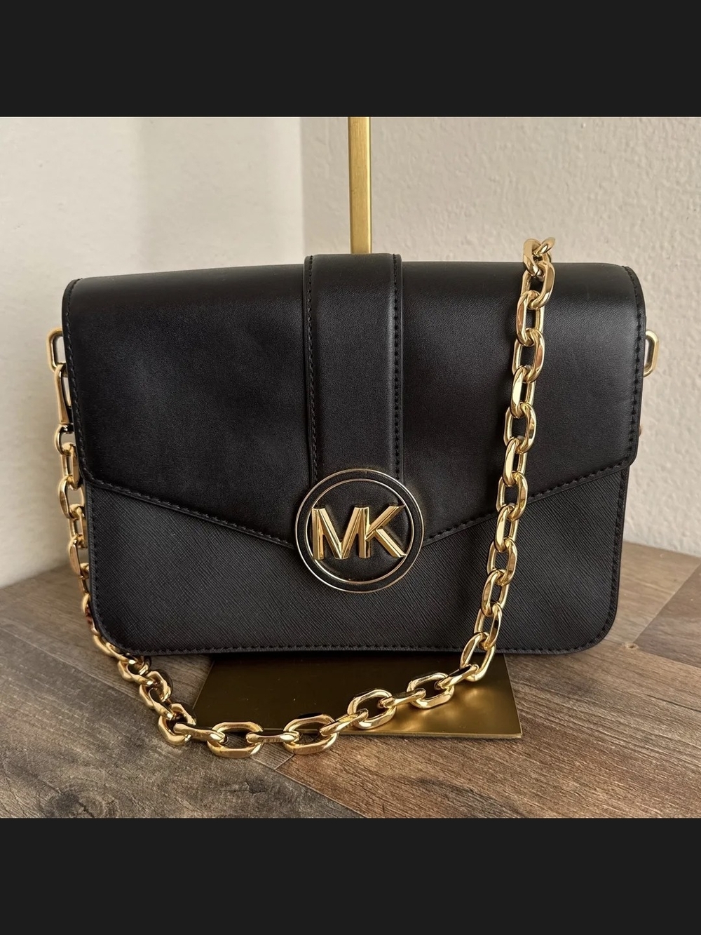 Michael Kors Black MK Chain Shoulder Bag